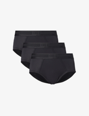 Che Mens Black Elasticated-waistband Pack Of Three Stretch-woven Briefs