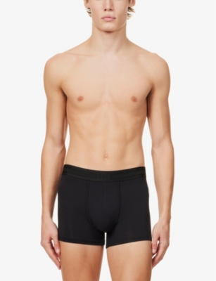 Che Mens Black Elasticated-waistband Pack Of Three Stretch-woven Trunks In Black