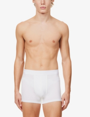 Che Mens White Elasticated-waistband Pack Of Three Stretch-woven Trunks In White