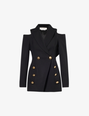 ALEXANDER MCQUEEN: Double-breasted cut-out slim-fit wool blazer