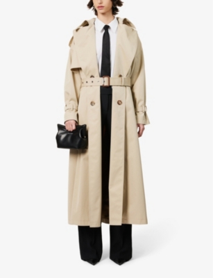 Shop Alexander Mcqueen Women's Pale Beige Buttoned-epaulettes Storm-flap Relaxed-fit Coat Trench Coat In Cream