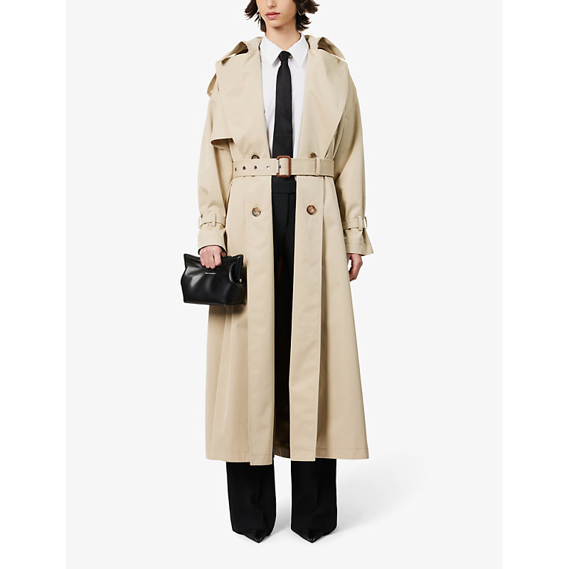Shop Alexander Mcqueen Women's Pale Beige Buttoned-epaulettes Storm-flap Relaxed-fit Coat Trench Coat In Cream