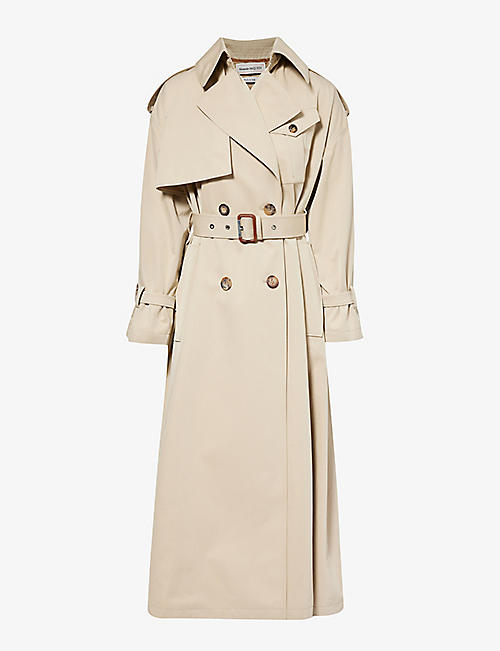 ALEXANDER MCQUEEN: Buttoned-epaulettes storm-flap relaxed-fit coat trench coat