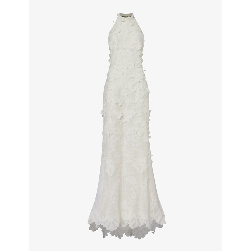 Alexander Mcqueen Womens Ivory Floral-embroidered Open-back Lace Maxi Dress