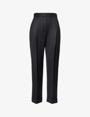 ALEXANDER MCQUEEN: Pleated pressed-crease tapered-leg mid-rise wool trousers
