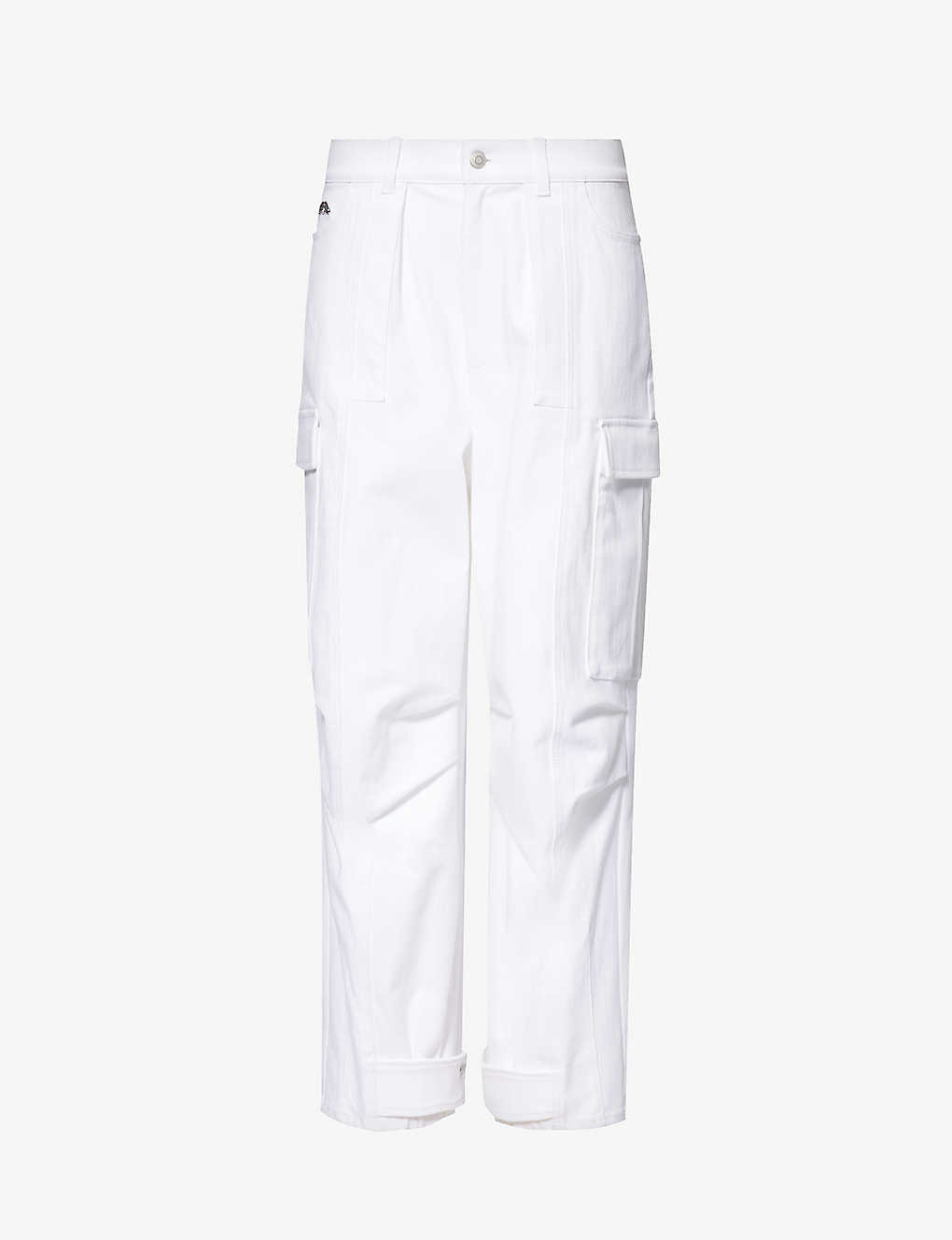 Alexander Mcqueen Womens Opticalwhite Military Straight-leg Mid-rise Stretch-denim Jeans In White