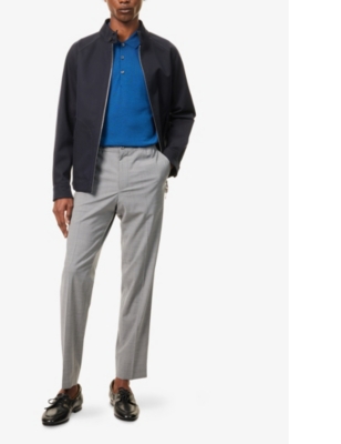 JOHN SMEDLEY: Ribbed-trim elasticated-hem wool polo shirt