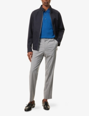 JOHN SMEDLEY: Ribbed-trim elasticated-hem wool polo shirt