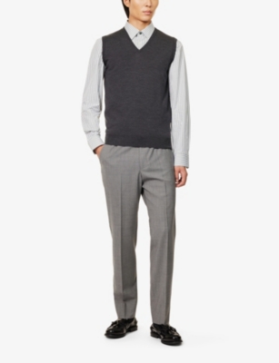 JOHN SMEDLEY: V-neck knitted regular-fit wool vest