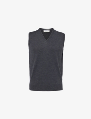 JOHN SMEDLEY: V-neck knitted regular-fit wool vest