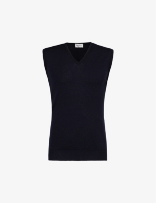 John Smedley Sleeveless Knit Pullover In Midnight