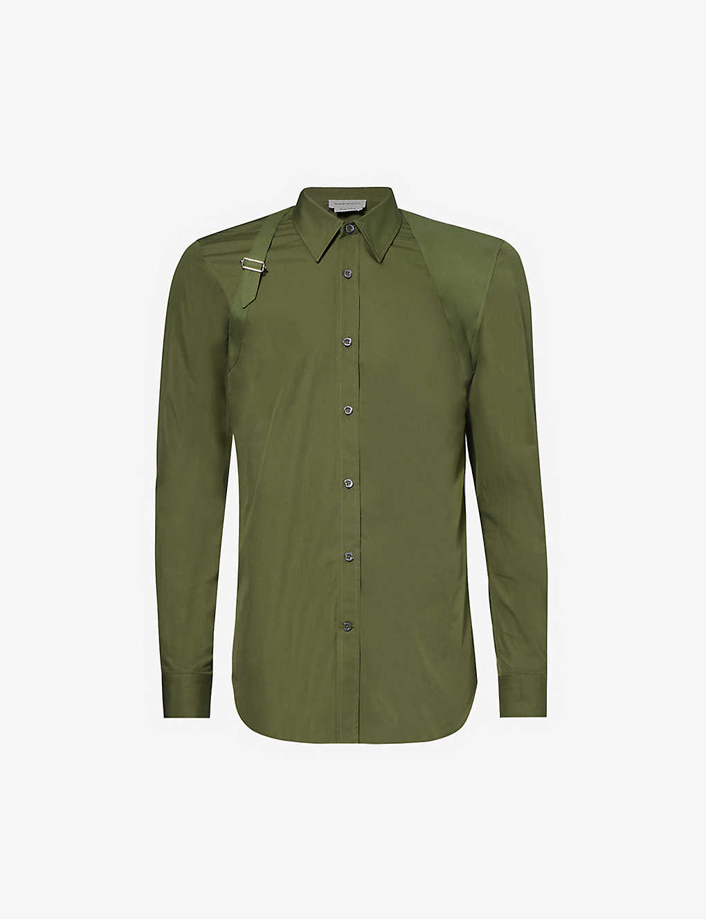 Alexander Mcqueen Men's Harness Cotton Button-front Shirt In New Khaki