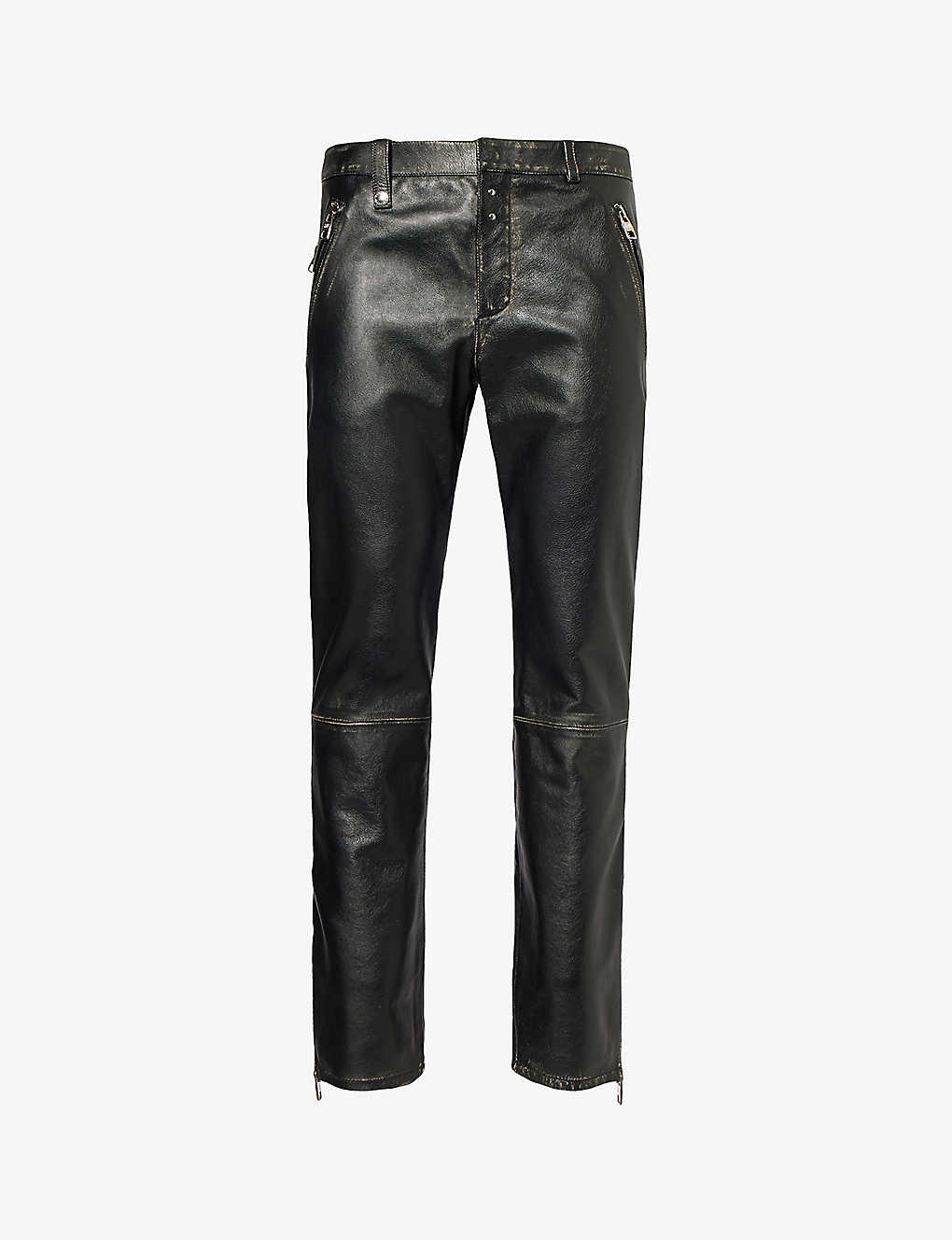 Alexander Mcqueen Mens Black Ivory Biker Tapered-leg Mid-rise Leather Trousers
