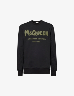 ALEXANDER MCQUEEN: Graffiti logo-print cotton-jersey sweatshirt