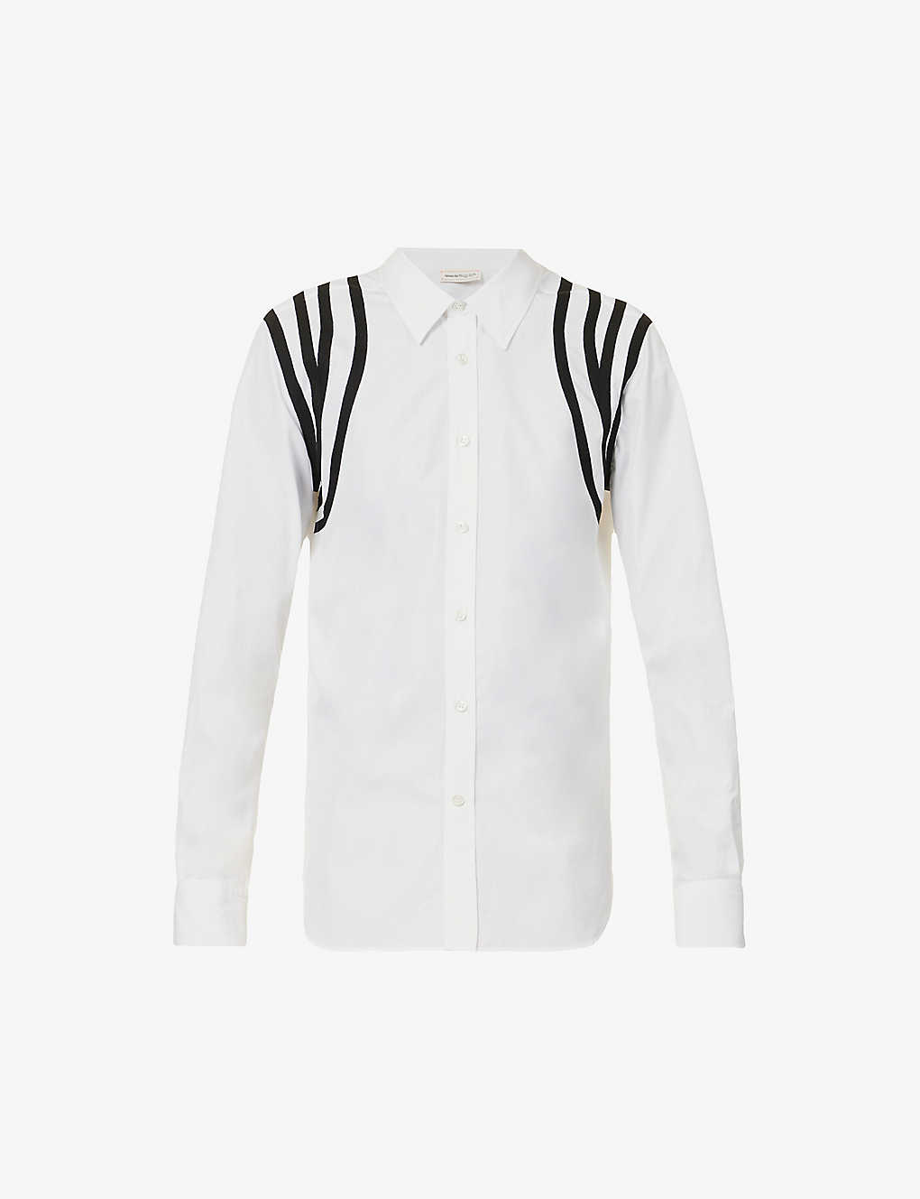 Alexander Mcqueen Mens Optical White Harness Graphic-print Slim-fit Cotton Shirt