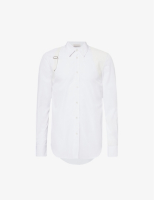 ALEXANDER MCQUEEN: Harness pleated-panel regular-fit cotton-poplin shirt