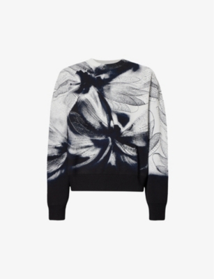 Alexander Mcqueen Dragonfly Viscose Blend Sweater In Black Navy Ivory