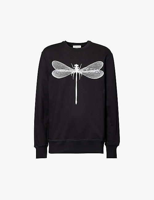ALEXANDER MCQUEEN: Dragonfly graphic-print cotton-jersey sweatshirt