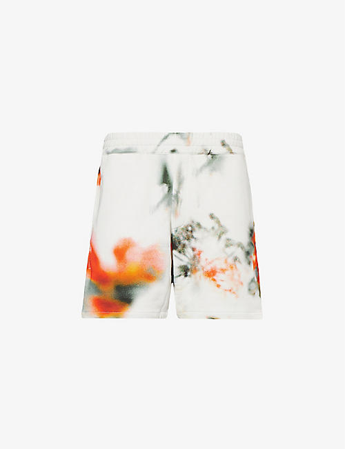 ALEXANDER MCQUEEN: Airbrush-pattern brand-embroidered cotton-jersey shorts
