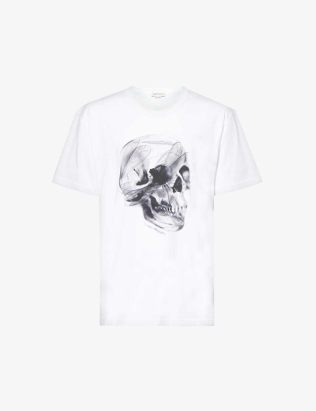 Alexander Mcqueen Mens White Black Skull Graphic-print Cotton-jersey T-shirt