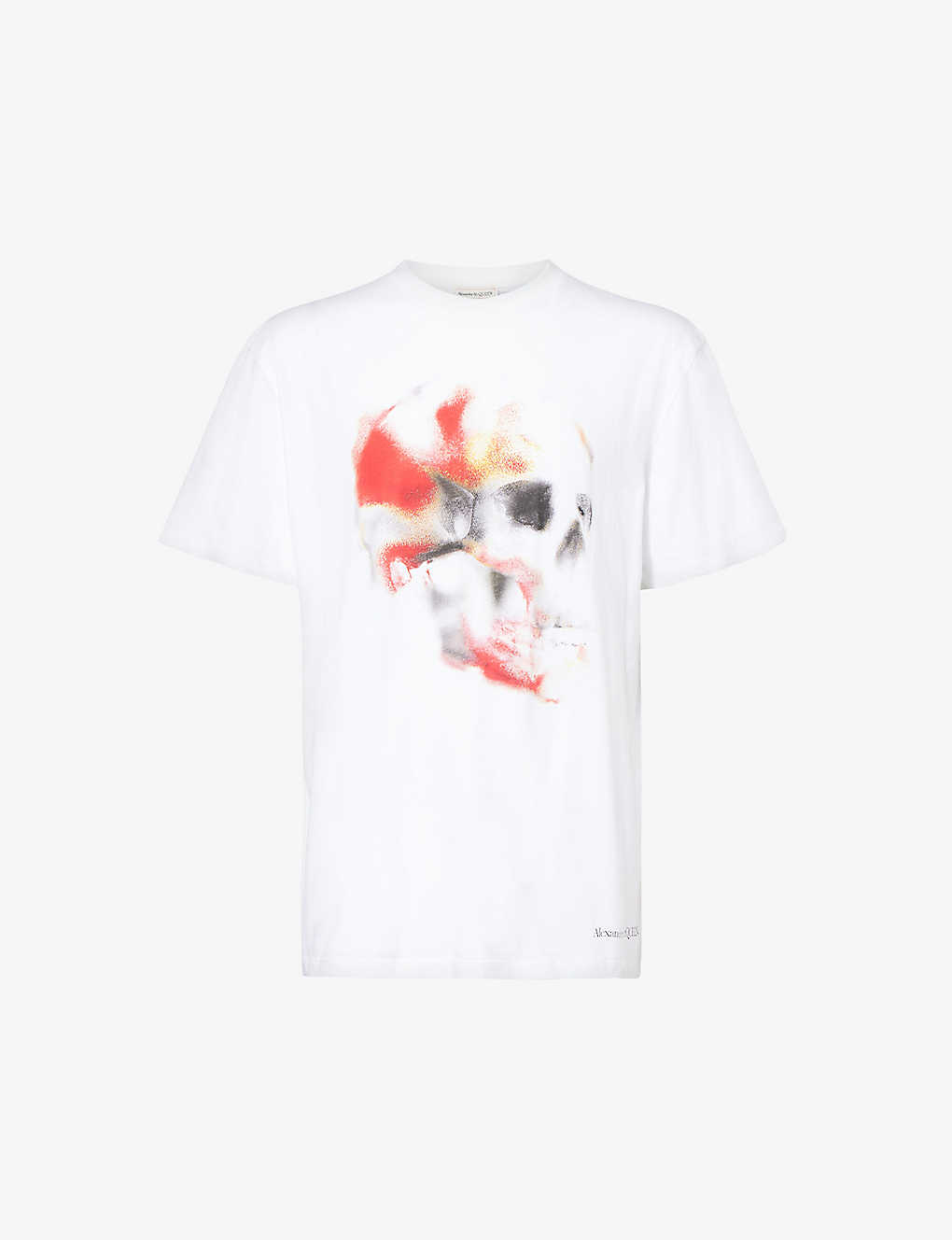 Shop Alexander Mcqueen Mens White Red Black Skull Graphic-print Cotton-jersey T-shirt In Multi-coloured