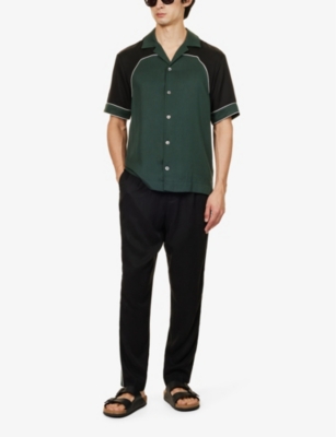 Shop Che Western Twill-textured Regular-fit Woven Shirt In Black- 01