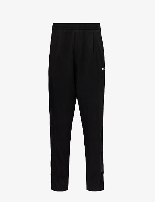 CHE: Western twill-textured tapered-leg regular-fit woven trousers