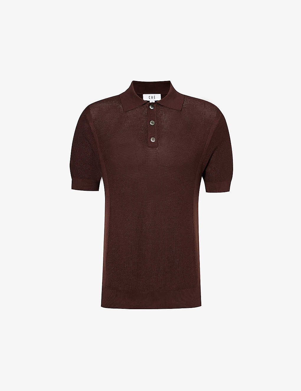 Che Mens Chocolate Brown - 38 Marley Short-sleeved Woven-blend Polo Shirt