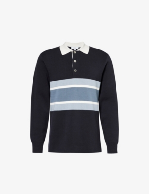 CHE: Stripe long-sleeve cotton polo shirt