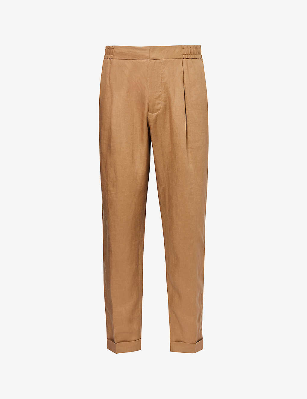 Che Mens Tan - 39 Relaxed-fit High-rise Linen Trousers In Brown