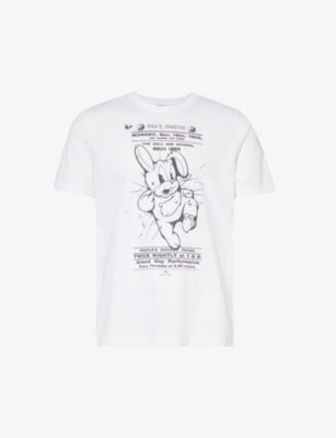 Ps By Paul Smith Mens White Bunny-print Crewneck Organic Cotton-jersey T-shirt