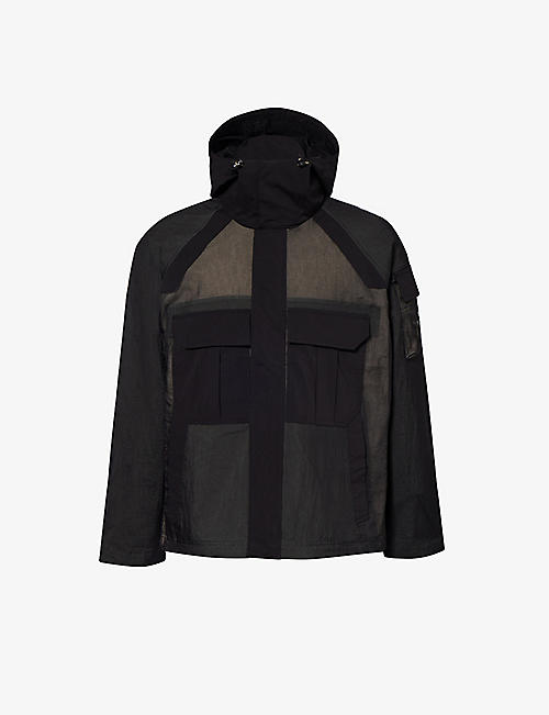 PS BY PAUL SMITH: Contrast-panel funnel-neck hooded shell jacket