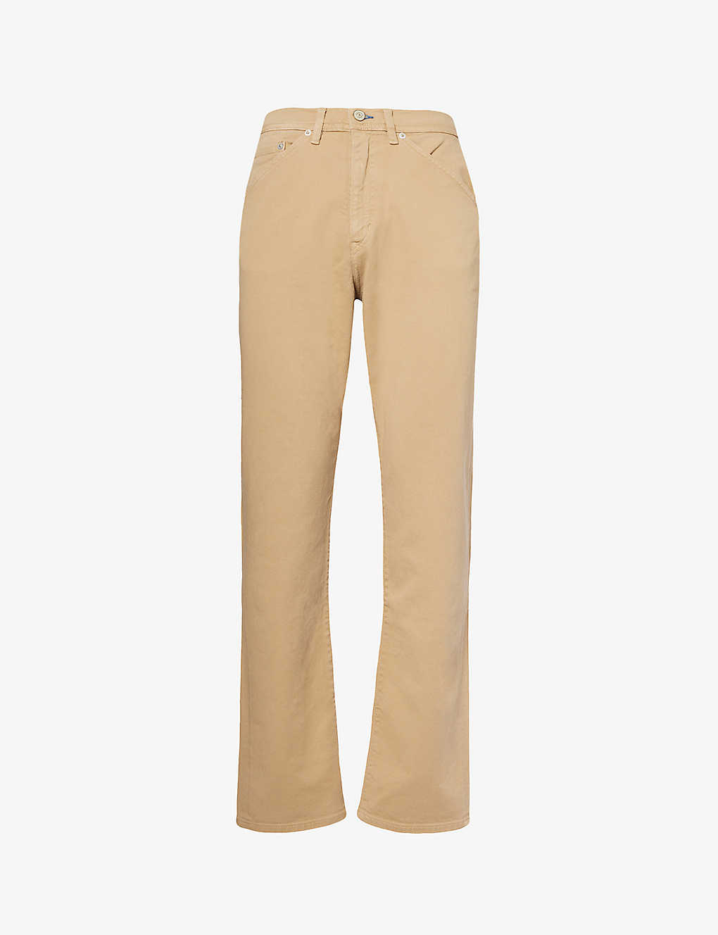 Shop Ps By Paul Smith Men's Light Beige Brand-patch Straight-leg Mid-rise Stretch-cotton Trousers In Brown