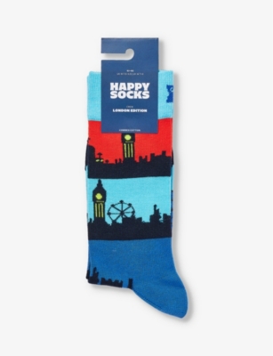 Happy Socks Mens Multi London Edition Skyline Stretch Cotton-blend Socks