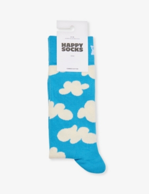 Happy Socks Mens Blue Cloudy Cotton-blend Socks