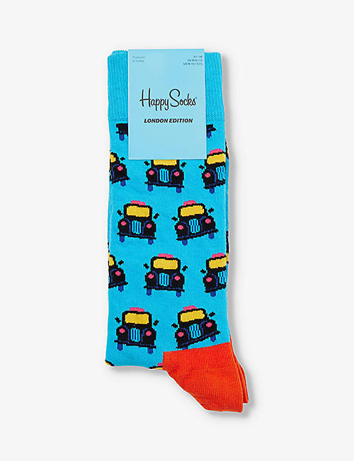 HAPPY SOCKS: London Cab graphic-print stretch-cotton-blend socks