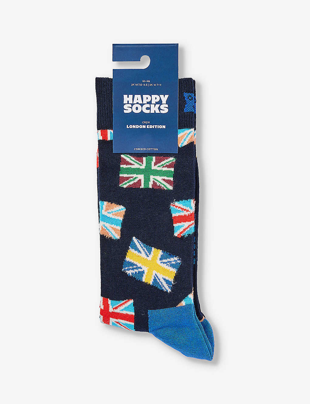 Happy Socks Mens Blue London Edition Flag Stretch Cotton-blend Socks