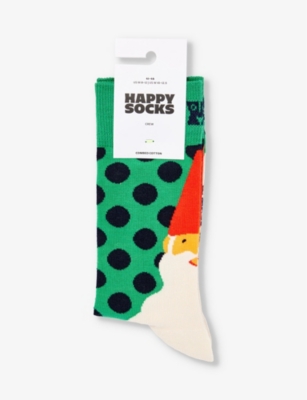 HAPPY SOCKS: Santa's Beard graphic-print stretch-cotton-blend socks