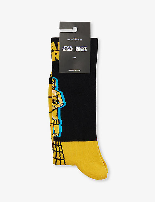 HAPPY SOCKS: Blast Off Burger graphic-print pack of two stretch-cotton-blend socks