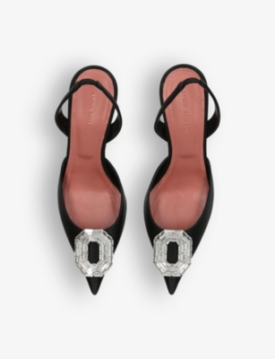 Amina Muaddi Camelia Tweed Slingback Pumps In Black
