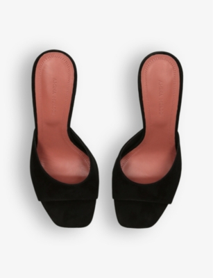 Amina Muaddi Lupita Patent Leather Mule Sandals In Black