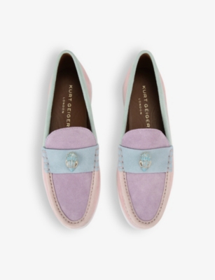 Shop Kurt Geiger London Womens Lavender/blue/pink Eagle C Crystal-embellished Suede Loafers In Other
