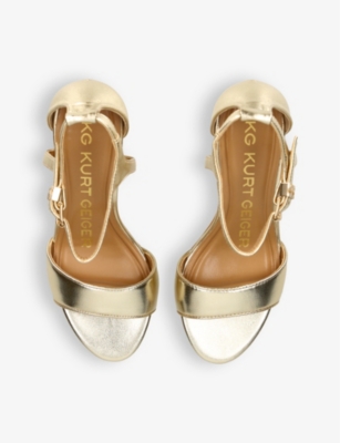 KG KURT GEIGER: Faryn metallic faux-leather heeled sandals
