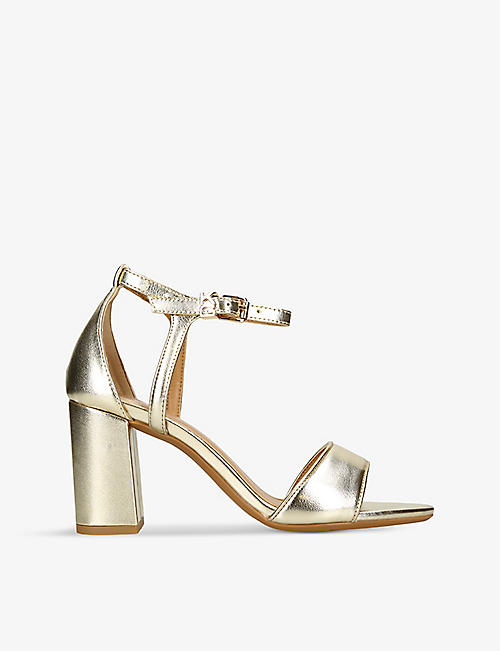 KG KURT GEIGER: Faryn metallic faux-leather heeled sandals