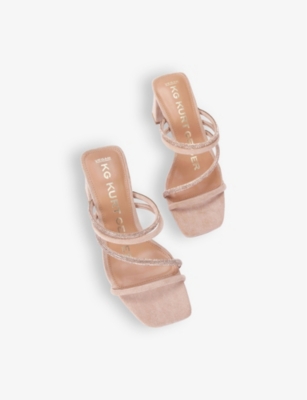 Kg Kurt Geiger Womens Blush Sasha Embellished Faux-suede Sandals In Blush