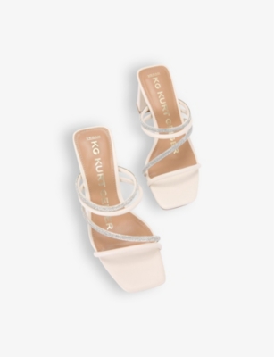 Kg Kurt Geiger Womens Bone Sasha Embellished Faux-leather Sandals In Bone