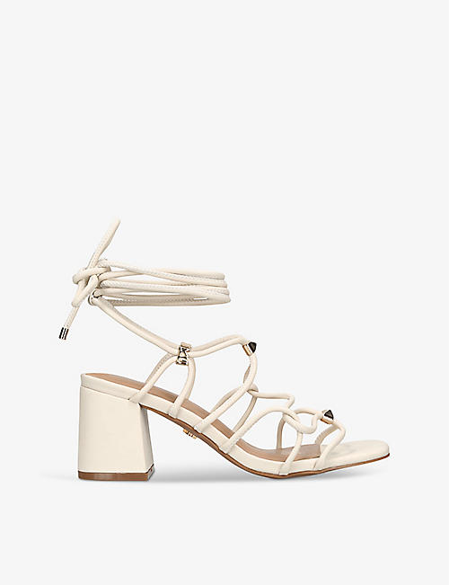 KG KURT GEIGER: Raya stud-embellished faux-suede heeled sandals