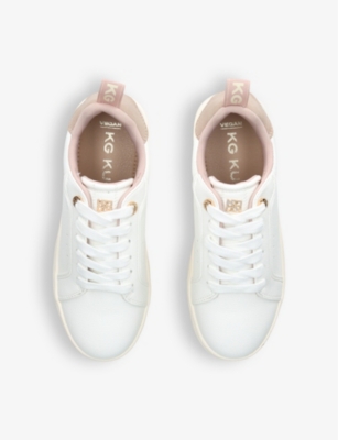 Kg Kurt Geiger Womens White Lighter Logo-badge Faux-leather Low-top Trainers In White
