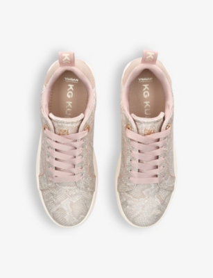 Shop Kg Kurt Geiger Women's Mult/other Lighter Lace Up Snake-printed Faux-leather Low-top Trainers