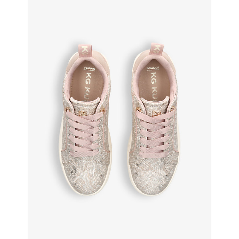 Shop Kg Kurt Geiger Women's Mult/other Lighter Lace Up Snake-printed Faux-leather Low-top Trainers